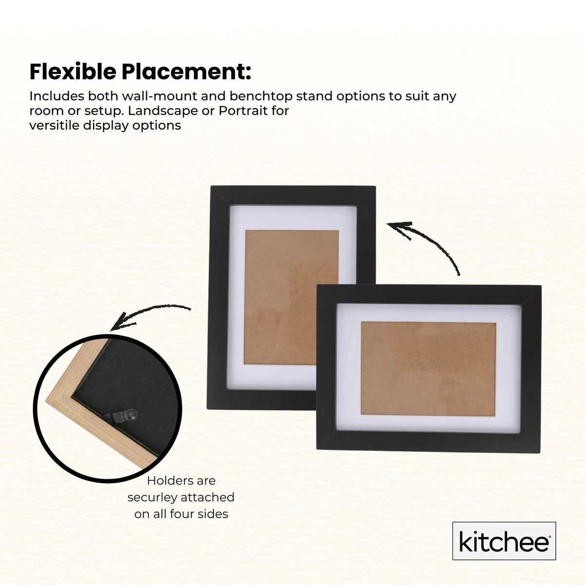Kitchee 12 Pieces Photo Frame Set - Modern Gallery Wall Mixed Sizes Matt Black