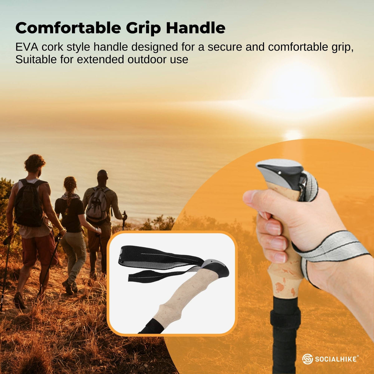 Social Hike Trekking Poles Set of 2 Adjustable Lightweight Hiking Walking Sticks