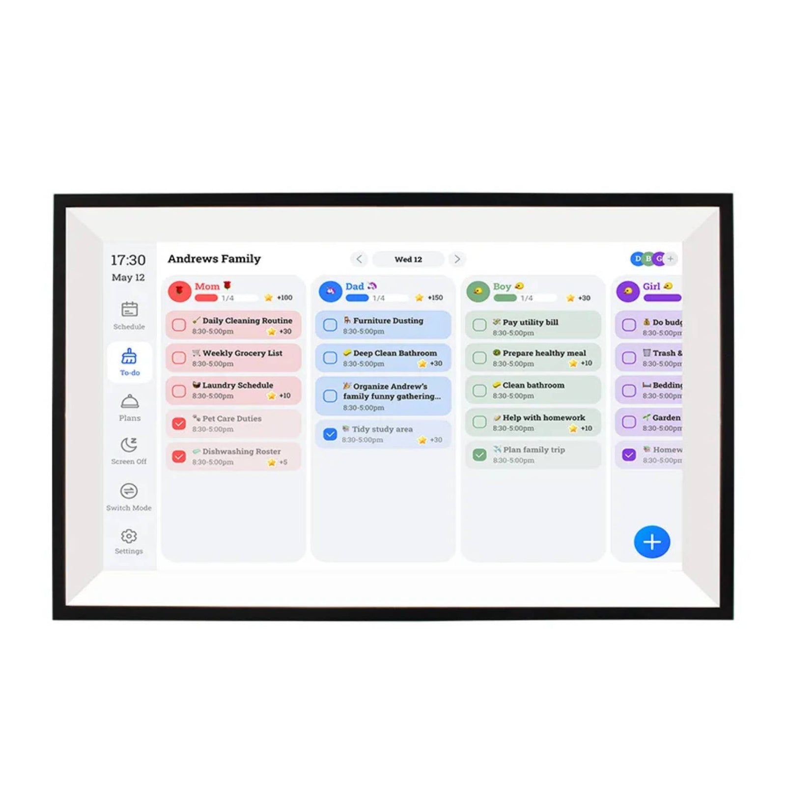 Kitchee Digital Calendar Smart Family Planner - 39.5cm Touchscreen Display Black