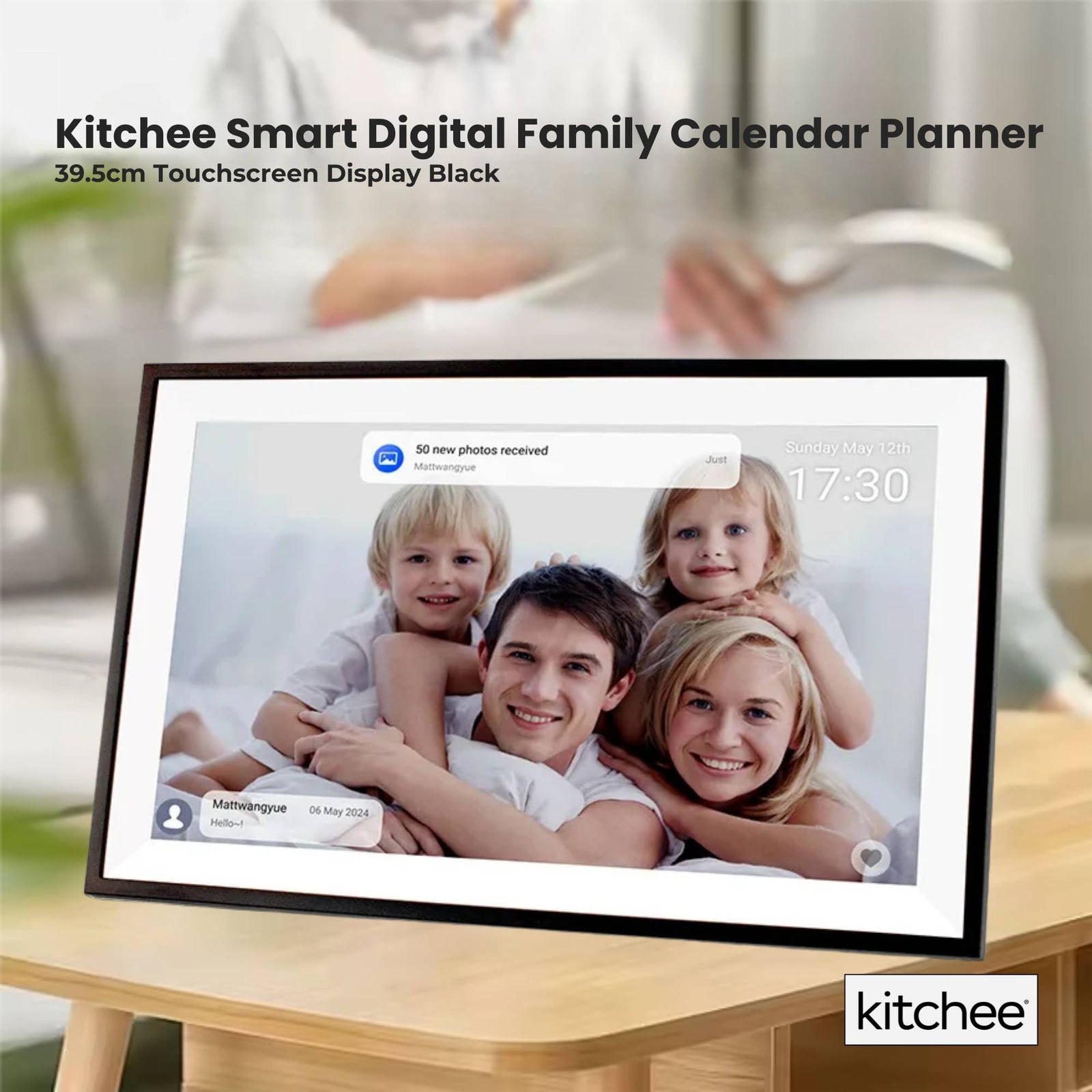 Kitchee Digital Calendar Smart Family Planner - 39.5cm Touchscreen Display Black