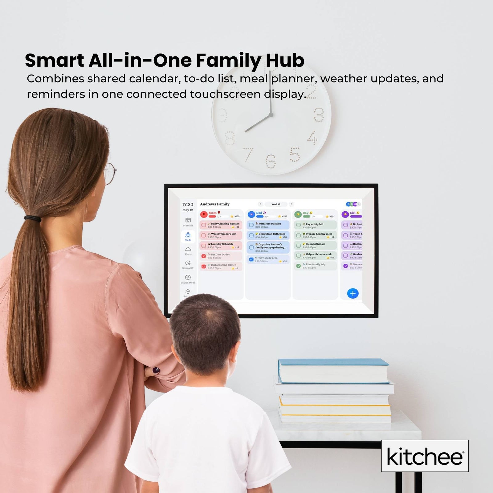 Kitchee Digital Calendar Smart Family Planner - 39.5cm Touchscreen Display Black