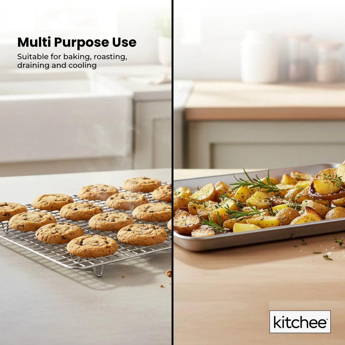 Kitchee 40.5x30.5cm Oven Baking Tray + Cooling Rack 4 Piece Stainless Steel Set