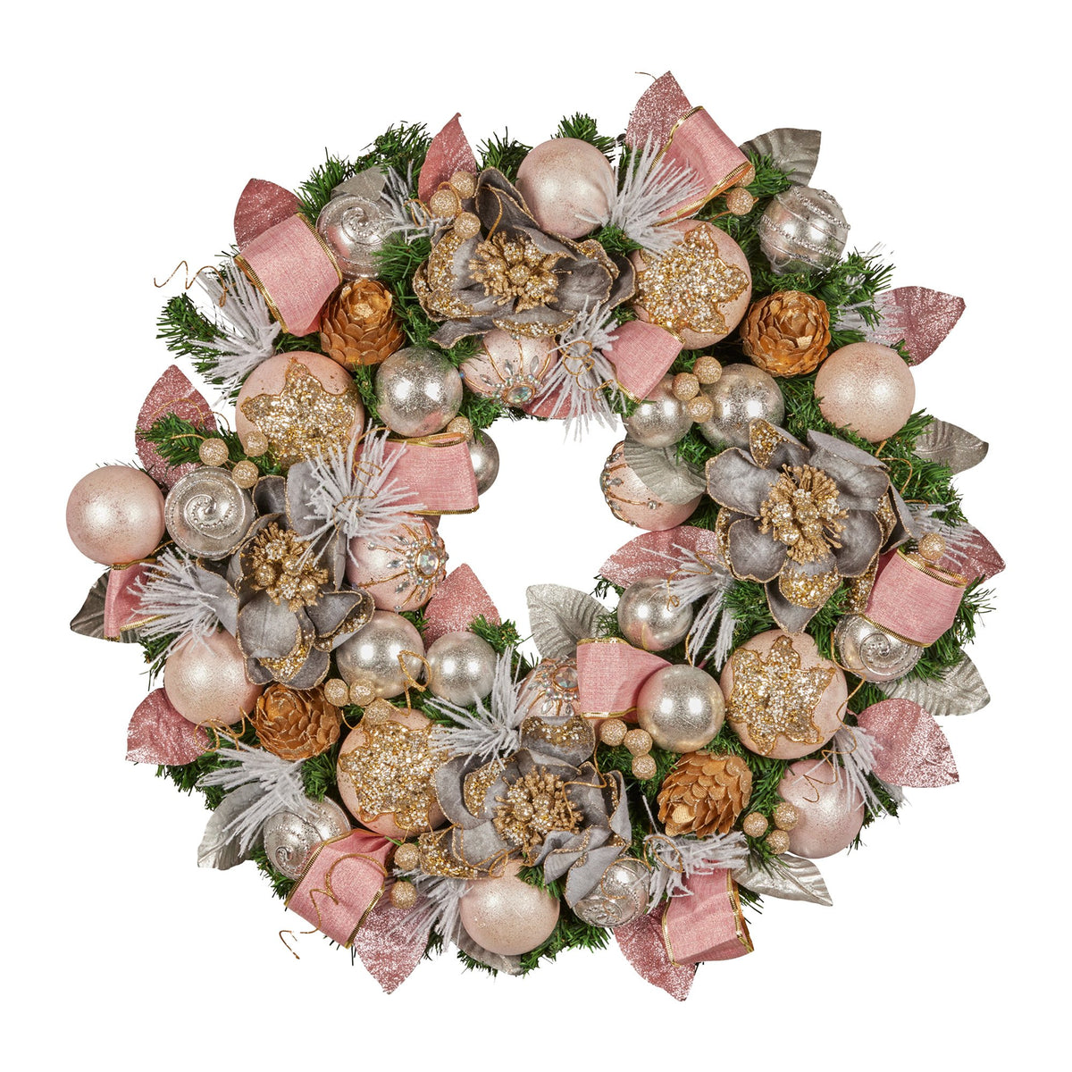 Christabelle 71cm Christmas Wreath Lush Green Holiday Door Wreath w/Jewelled Baubles, Foliage, Flowers, Ribbon &amp; Berries