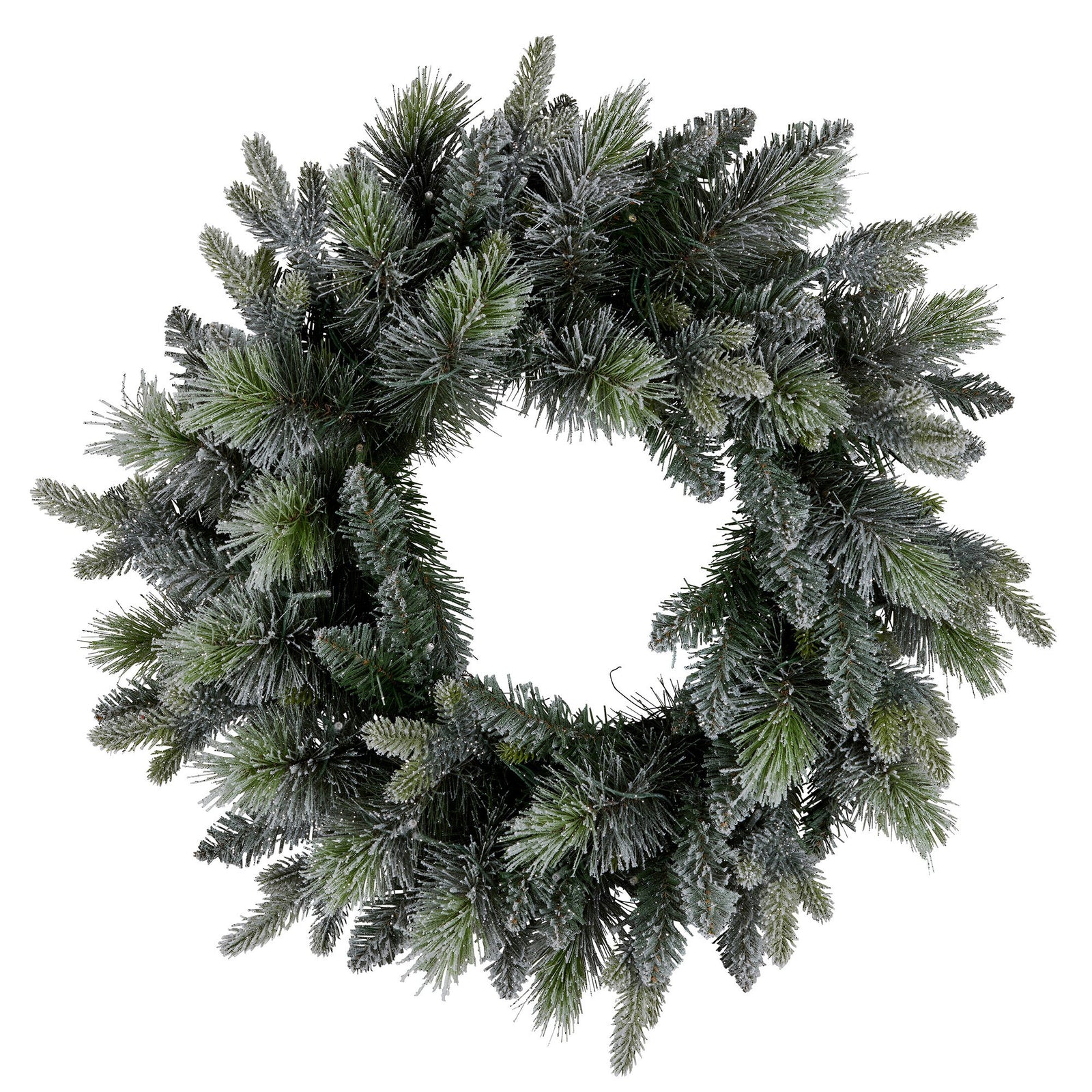 National Tree Company 61cm  Pre Lit Snowy Stamford Spruce Battery Operated Christmas Wreath w/LED Lights & Timer