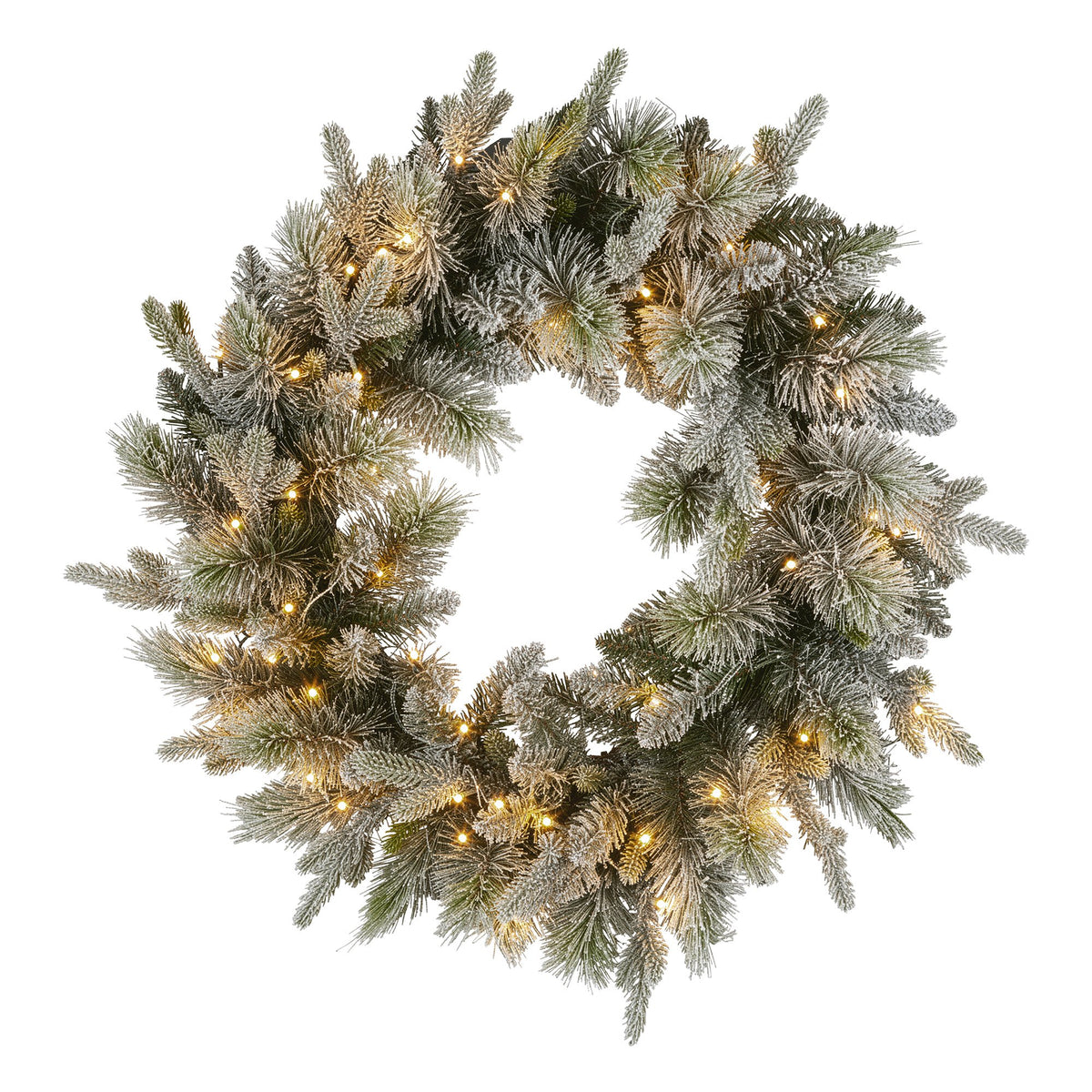 National Tree Company 76cm Pre Lit Snowy Stamford Spruce Battery Operated Christmas Wreath w/LED Lights &amp; Timer