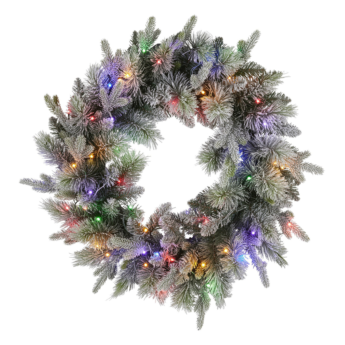 National Tree Company 76cm Pre Lit Snowy Stamford Spruce Battery Operated Christmas Wreath w/LED Lights & Timer