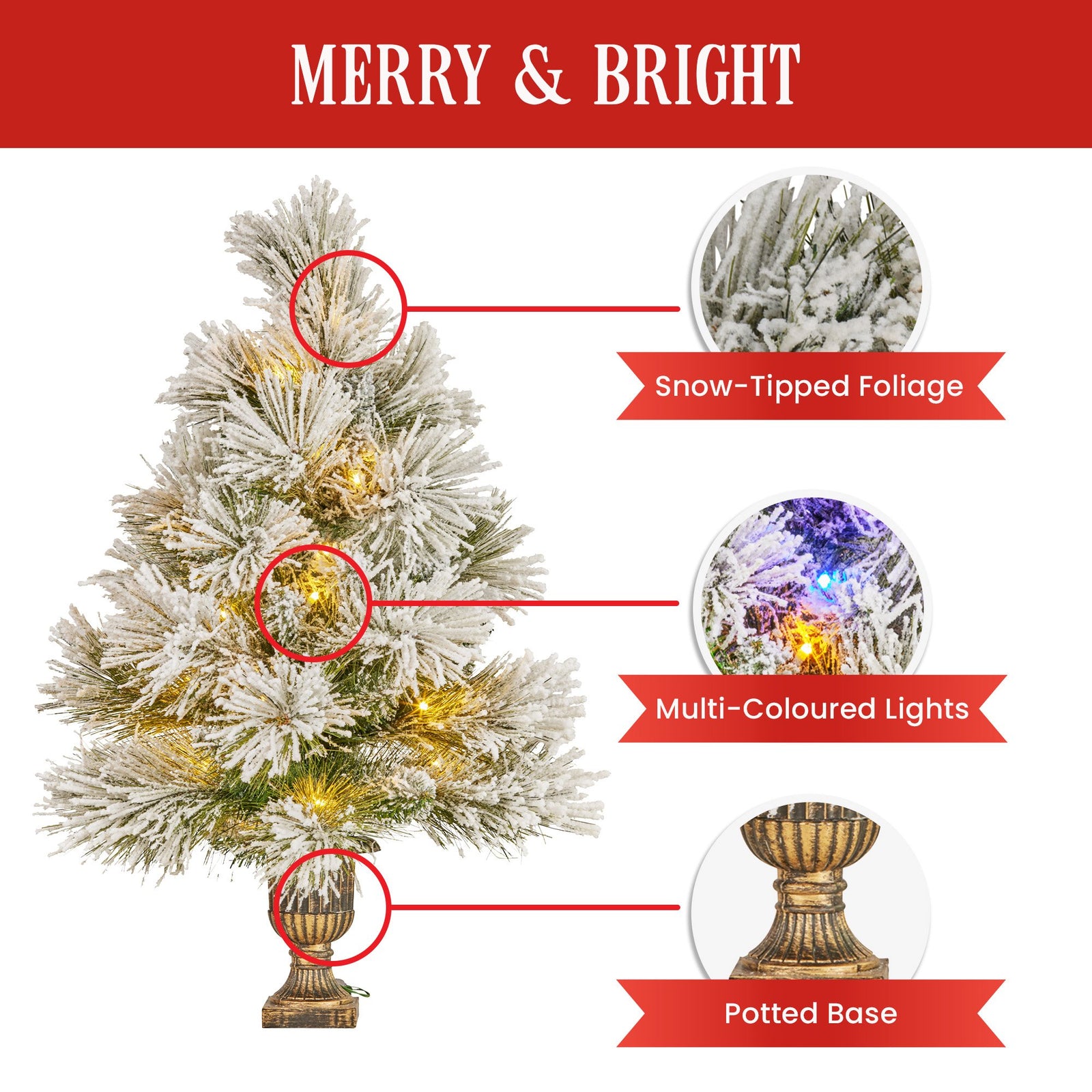 Christabelle 61cm Majestic Snow Tabletop Prelit Christmas Tree
