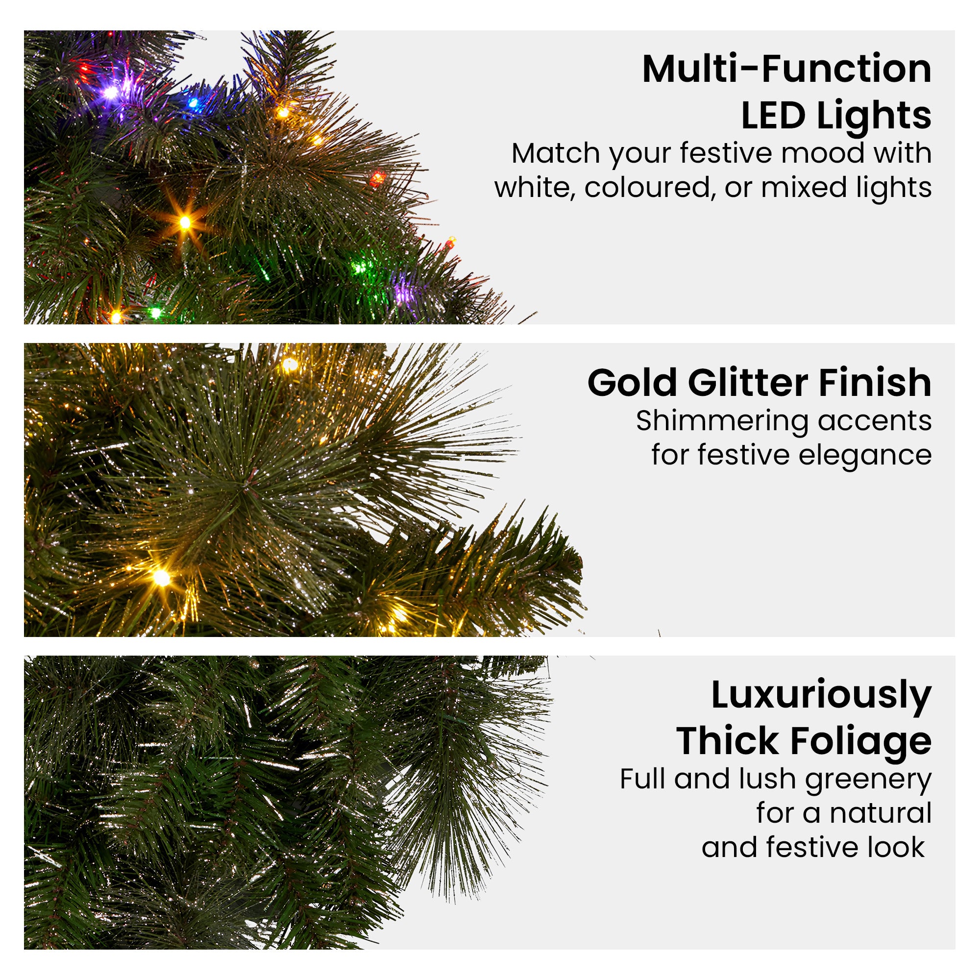 Christabelle 122cm Battery-operated Split Christmas Wreath Glittery Gold Pine