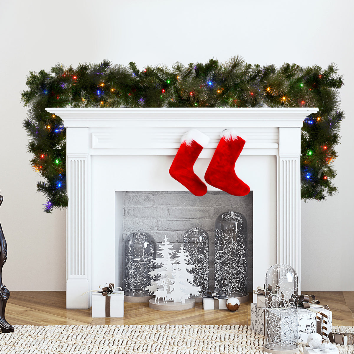 Christabelle 274cm Battery-operated Christmas Garland Glittery Gold Pine