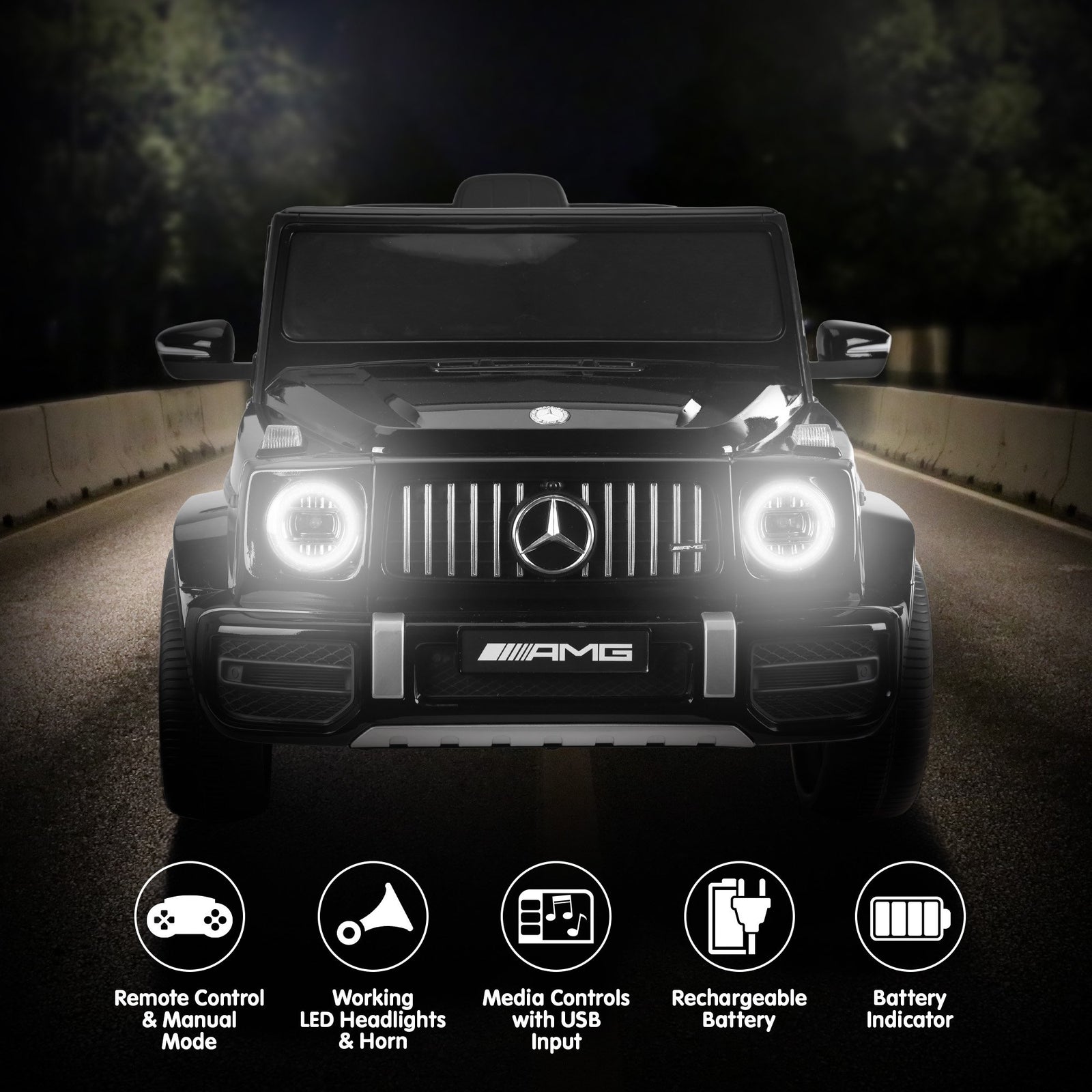 Kahuna Mercedes Benz AMG Licensed G63 Kids Electric Ride On Car Remote Control Dual 25W Motors Music Player LED Lights