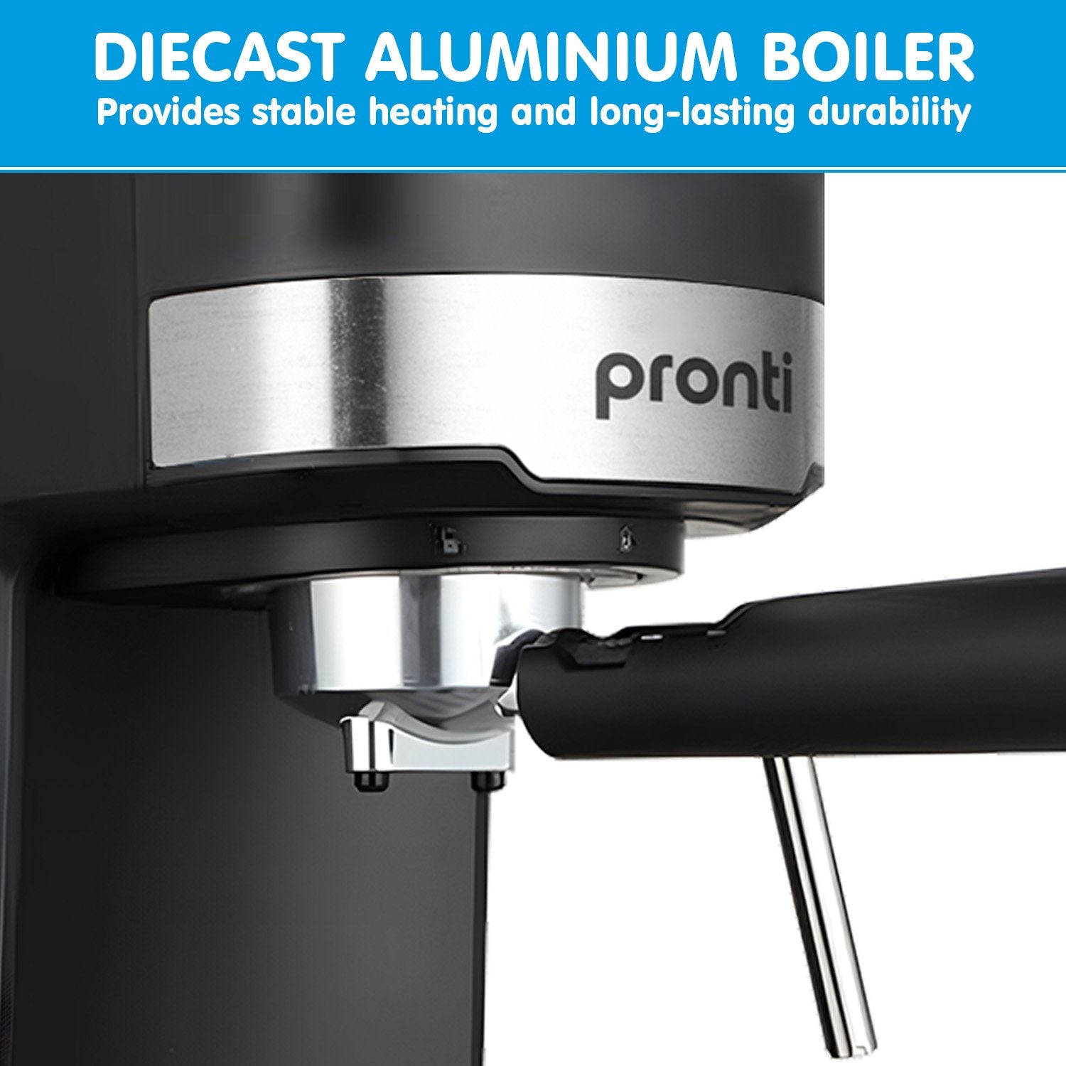 Pronti CM-850D Coffee Machine 20 Bar Espresso Maker with Milk Frother and 1.25L Tank