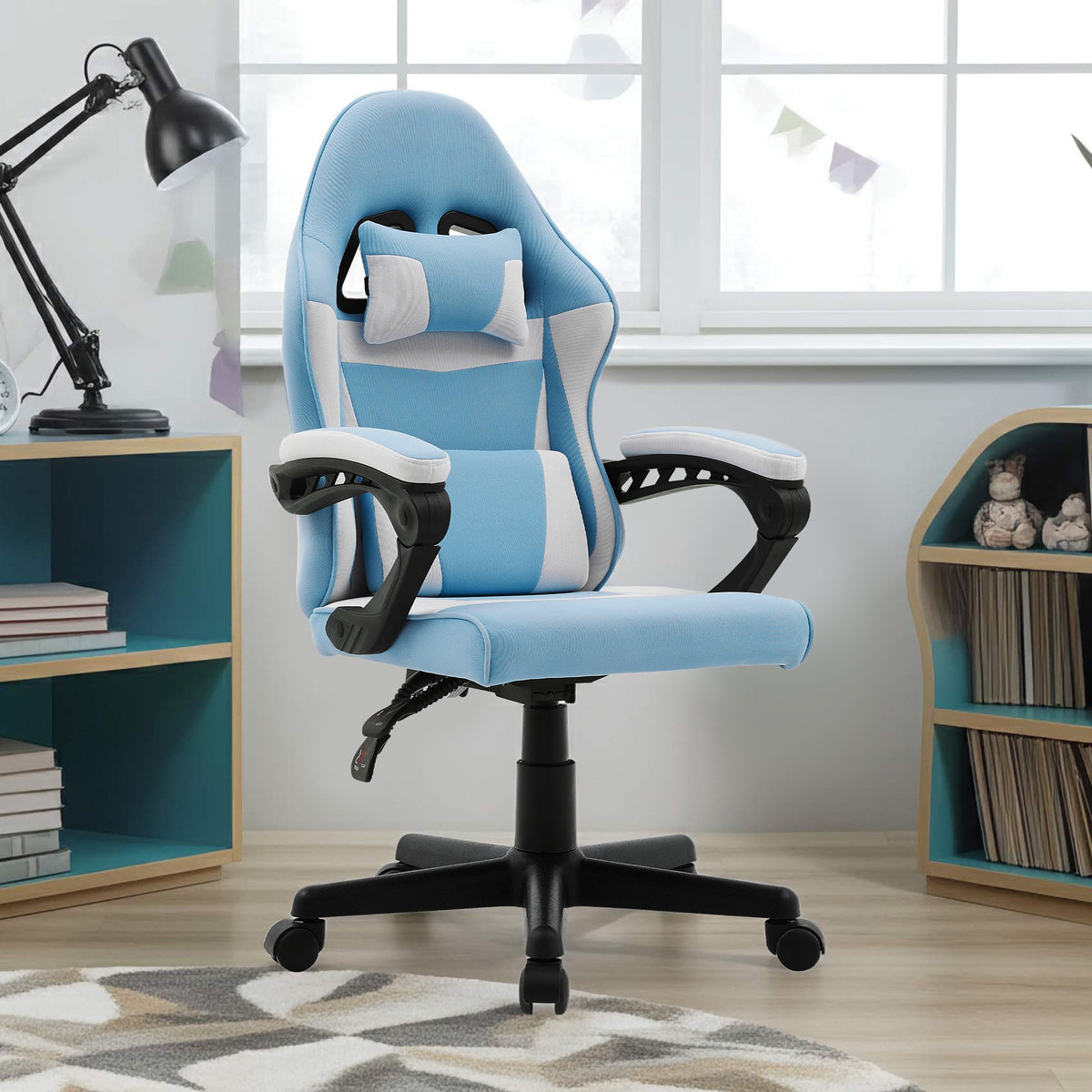 Sarantino Antre Kids Study Gaming Chair in Black and White Office Adjustable Height Chair