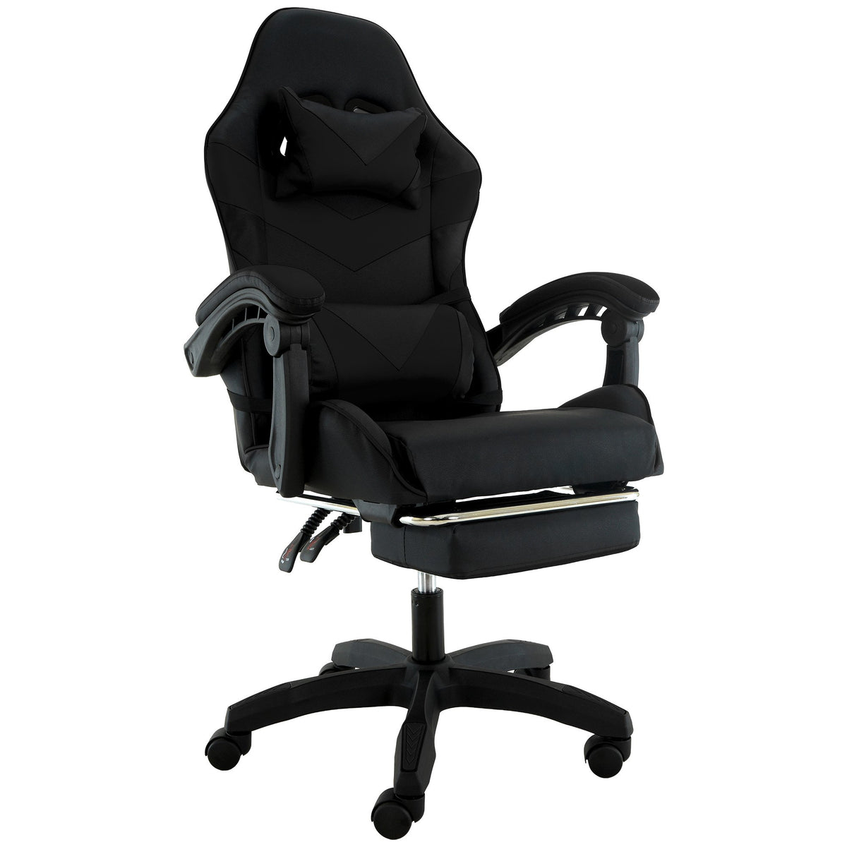 Sarantino Cueva Reclining High Back Office Gaming Chair Black Retractable Footrest Computer Seat