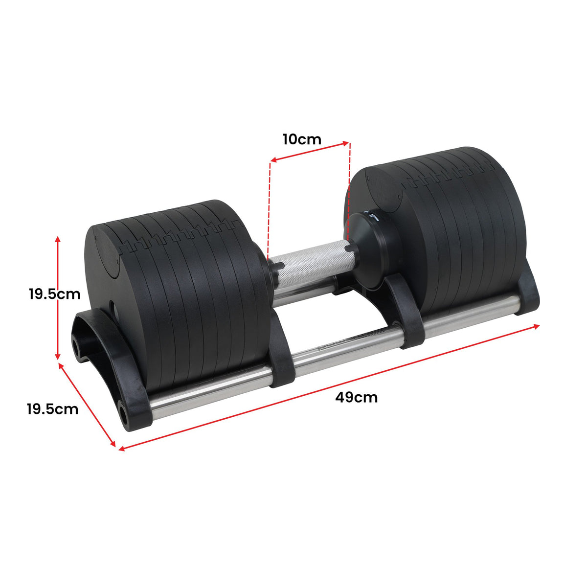 Powertrain Eon 45kg Adjustable Dumbbell Home Gym 9 Strength Training Safety Lock System For Building & Fitness Workouts