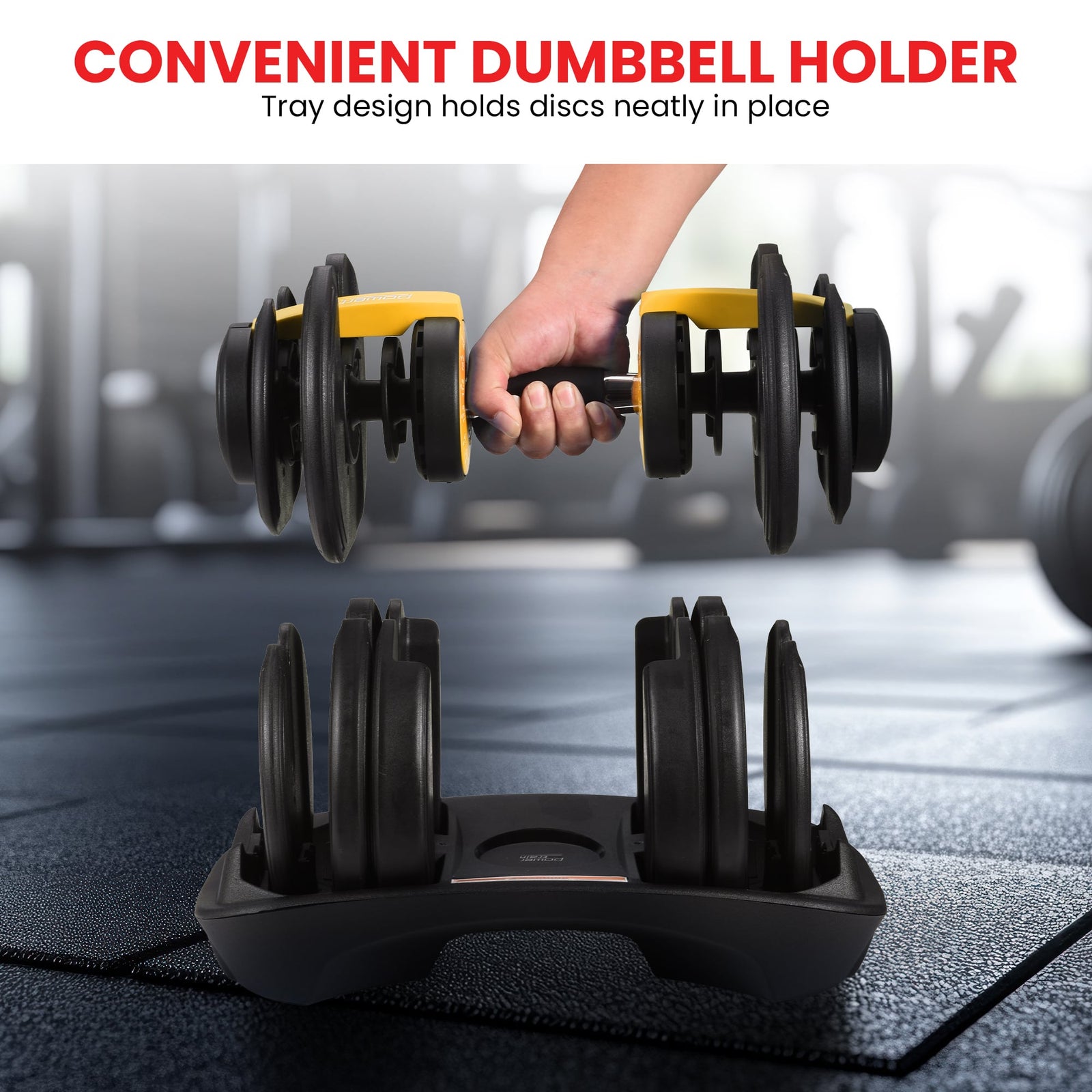 Powertrain  48KG Adjustable Dumbbell Set With Stand - Gold