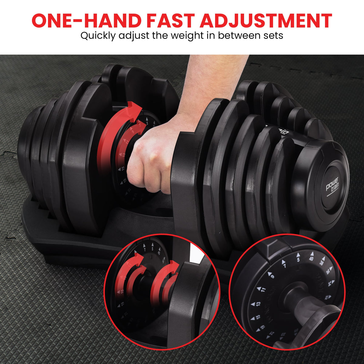 Powertrain2 x 40kg Powertrain Adjustable Dumbbells Home Gym Set
