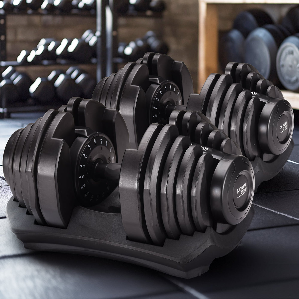 Powertrain2 x 40kg Powertrain Adjustable Dumbbells Home Gym Set