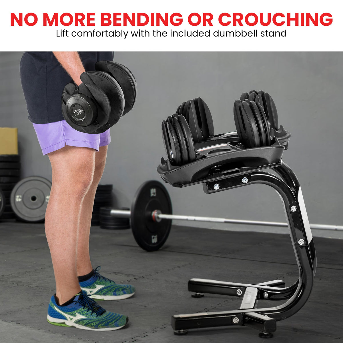 Powertrain 2x 40kg Powertrain Adjustable Dumbbells with Stand