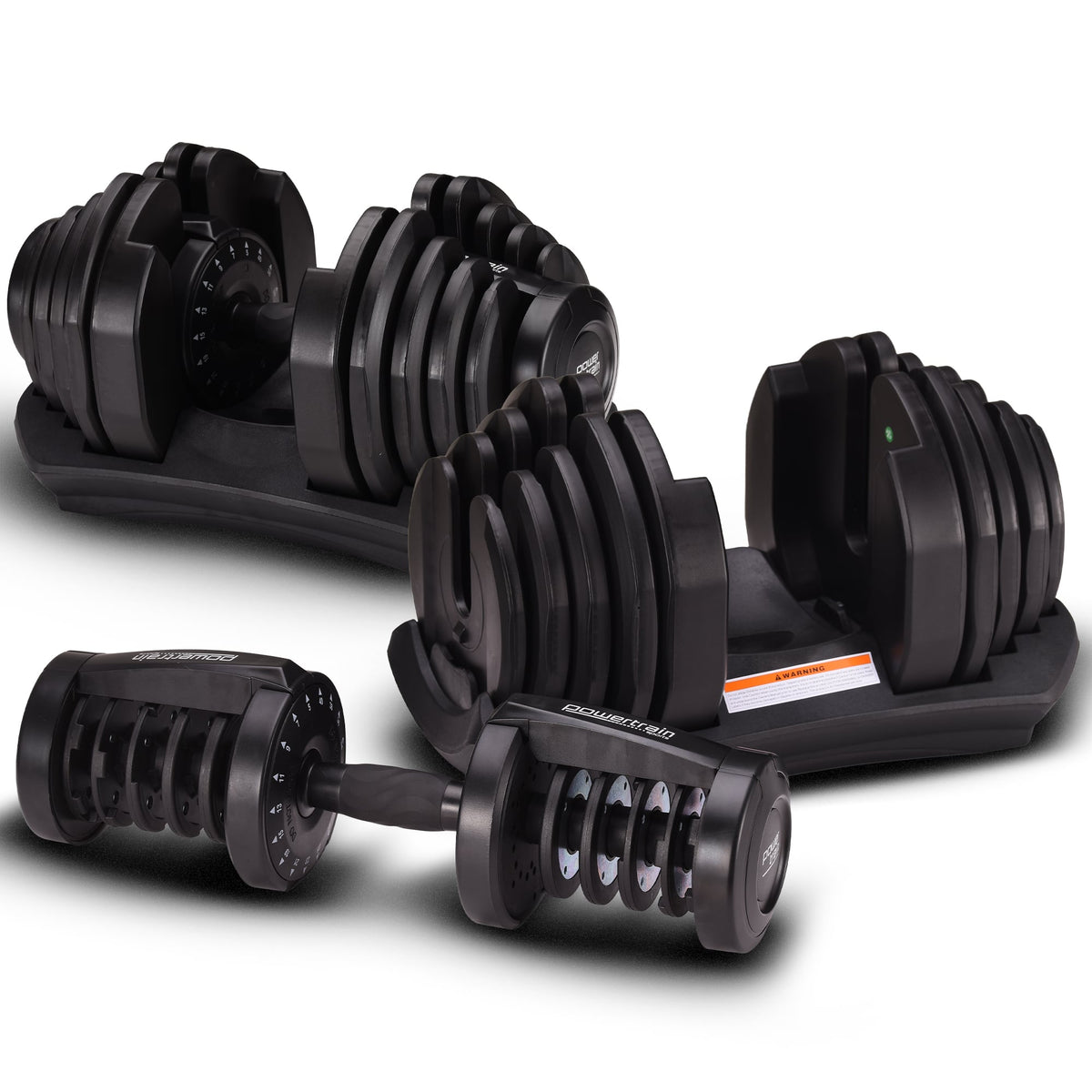 Powertrain 2x 40kg Powertrain Adjustable Dumbbells with Stand