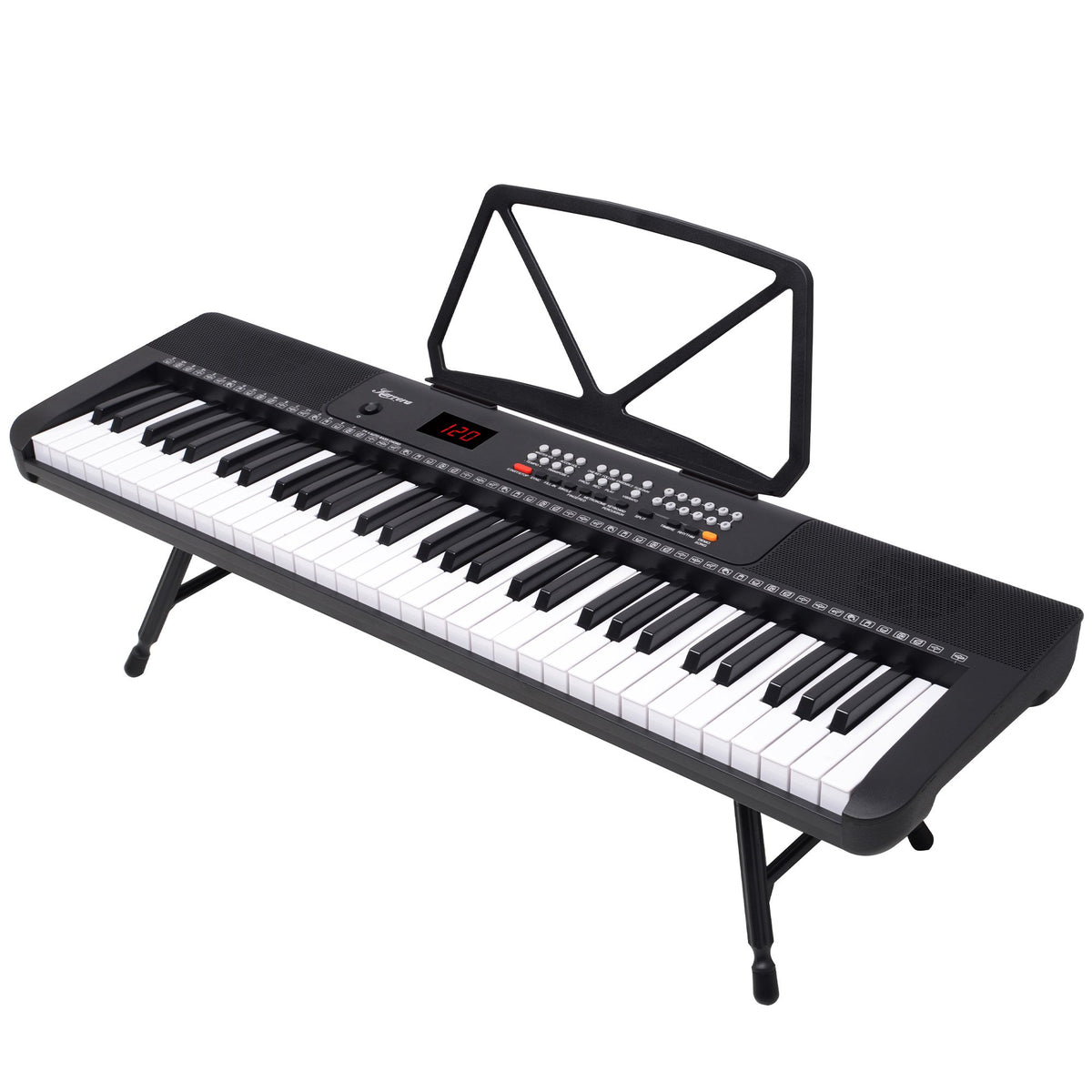 Karrera 61-Key Electronic Piano Keyboard with LED and Folding Stand in Black CHJ-SD1
