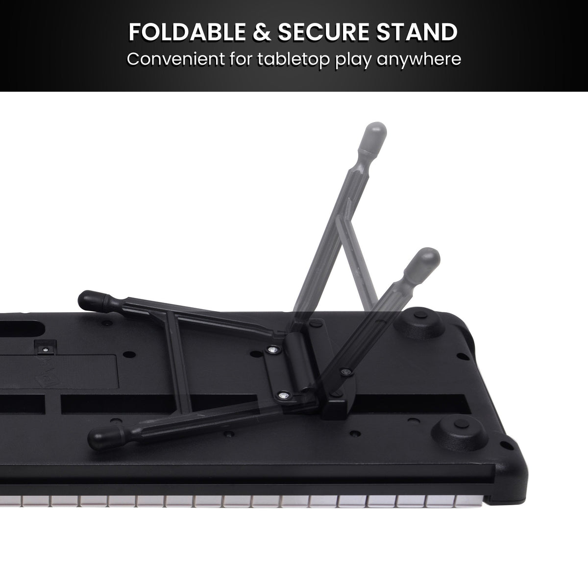 Karrera 61-Key Electronic Piano Keyboard with LED and Folding Stand in Black CHJ-SD1