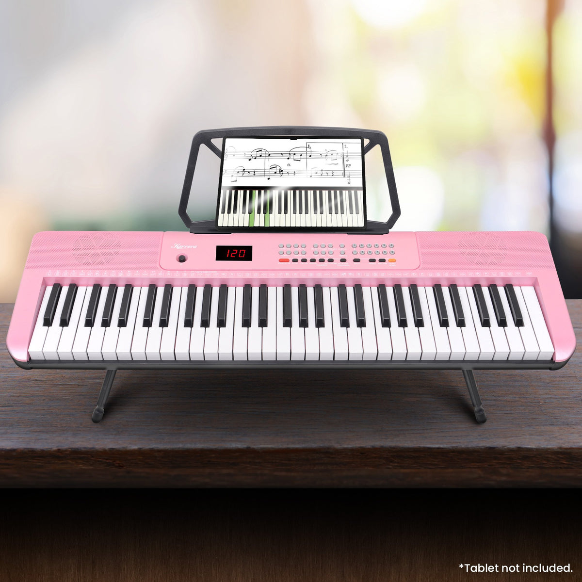 Karrera 61-Key Electronic Piano Keyboard with LED and Folding Stand in Pink CHJ-SD1