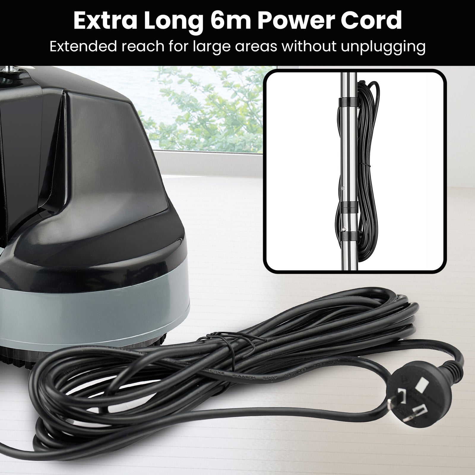 Kartrite Hauskeeper Gen2 5-in-1 Black Electric Floor Polisher Hard Waxer Buffer Scrubber Cleaner 240v With Twin Rotating Brushes 6m Power Cord