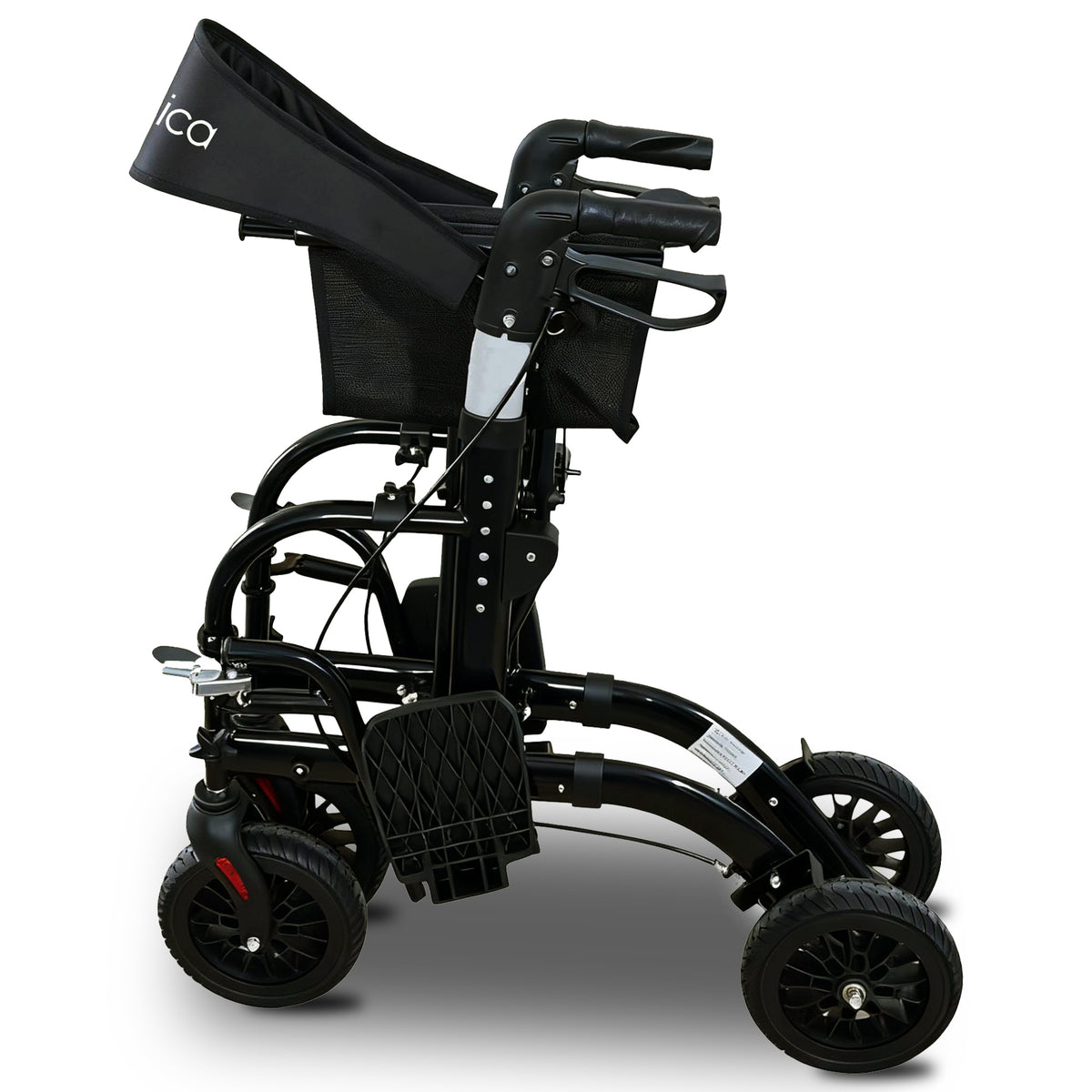 Orthonica Aluminium 2-in-1 Rollator Wheelchair with Foldable Frame – Black & Silver