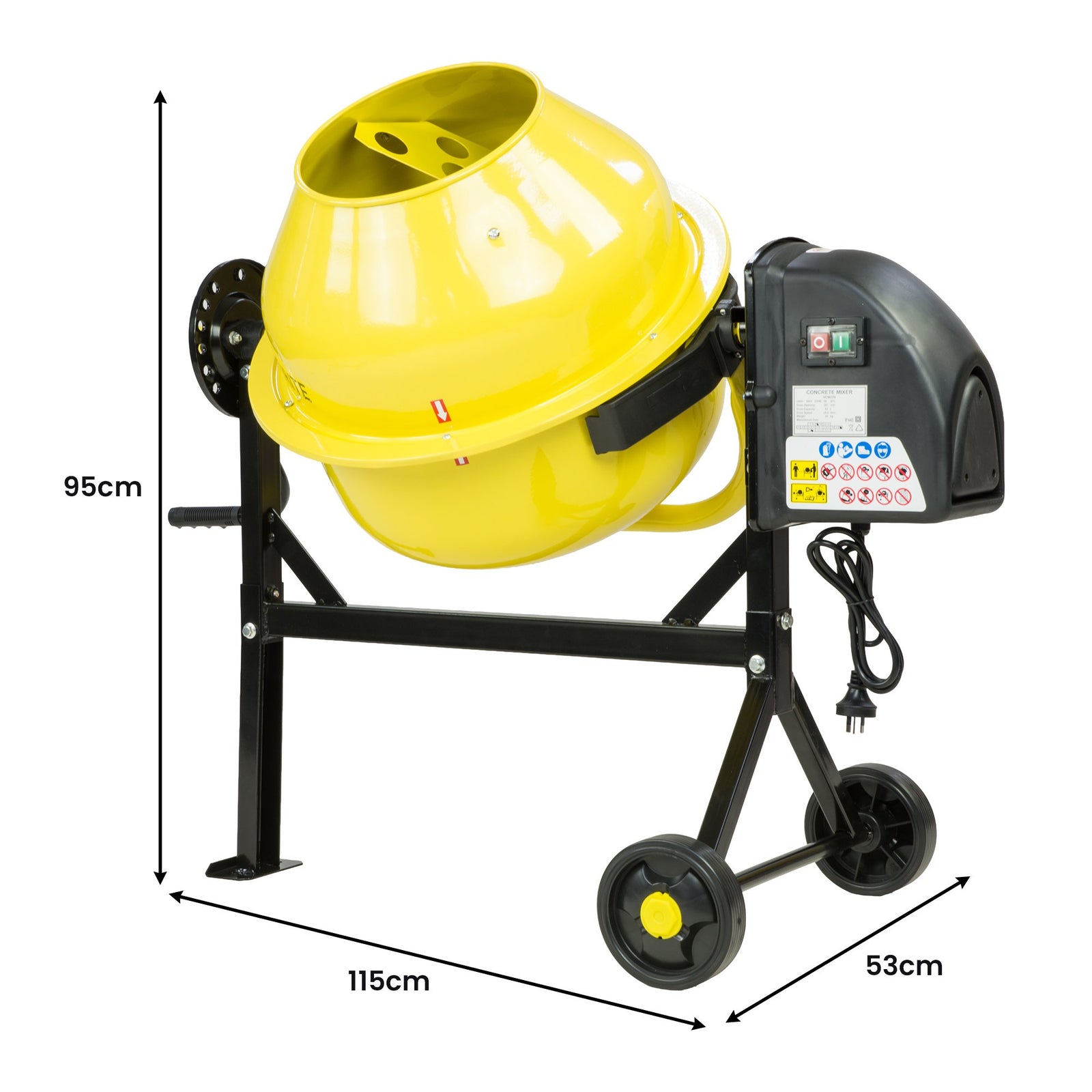 Kartrite Portable 63L Cement Concrete Mixer Dual Mix Blades & Tipper Lock 220W