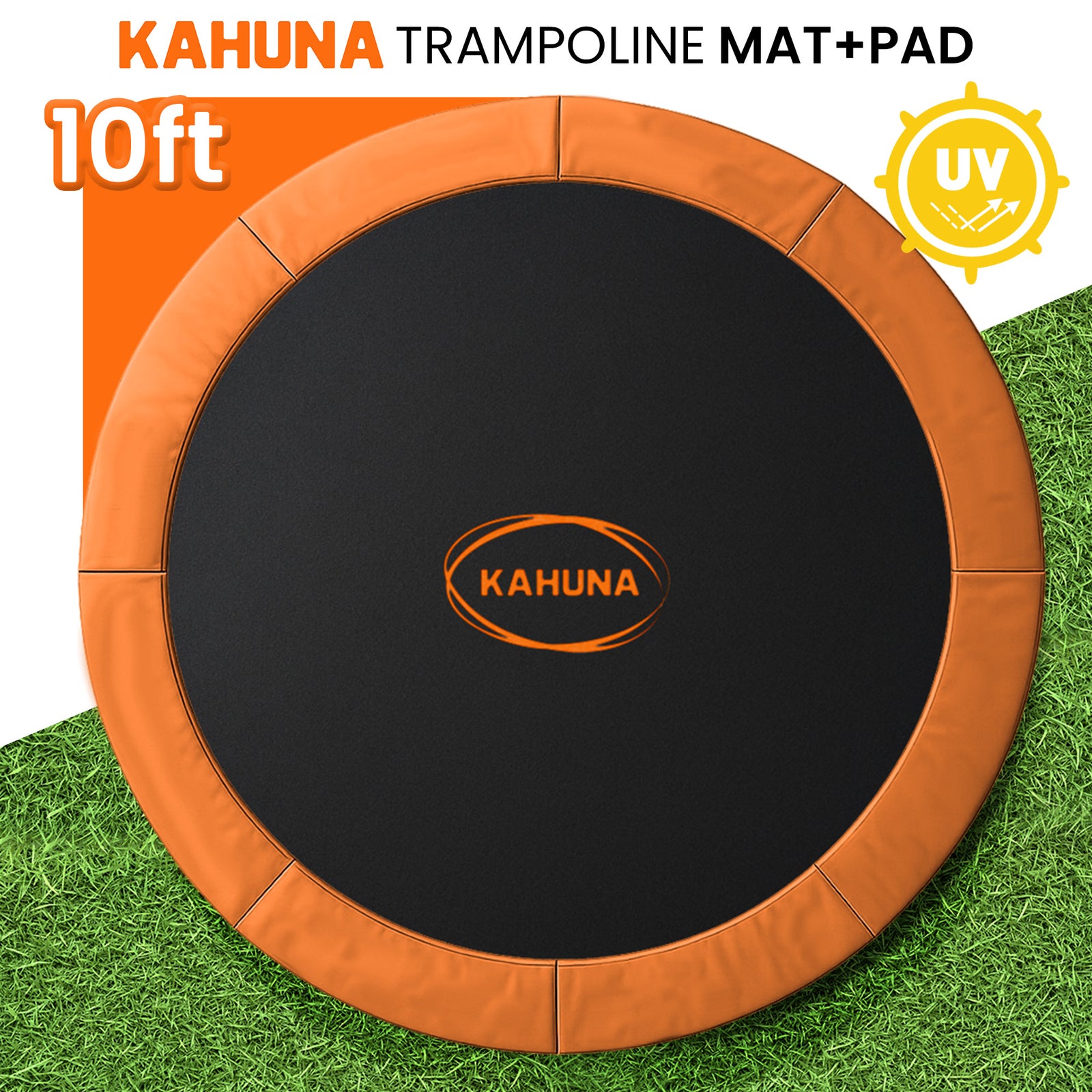 Kahuna 10ft Replacement Trampoline Safety Pad Cover and Jumping Spring Mat - Orange
