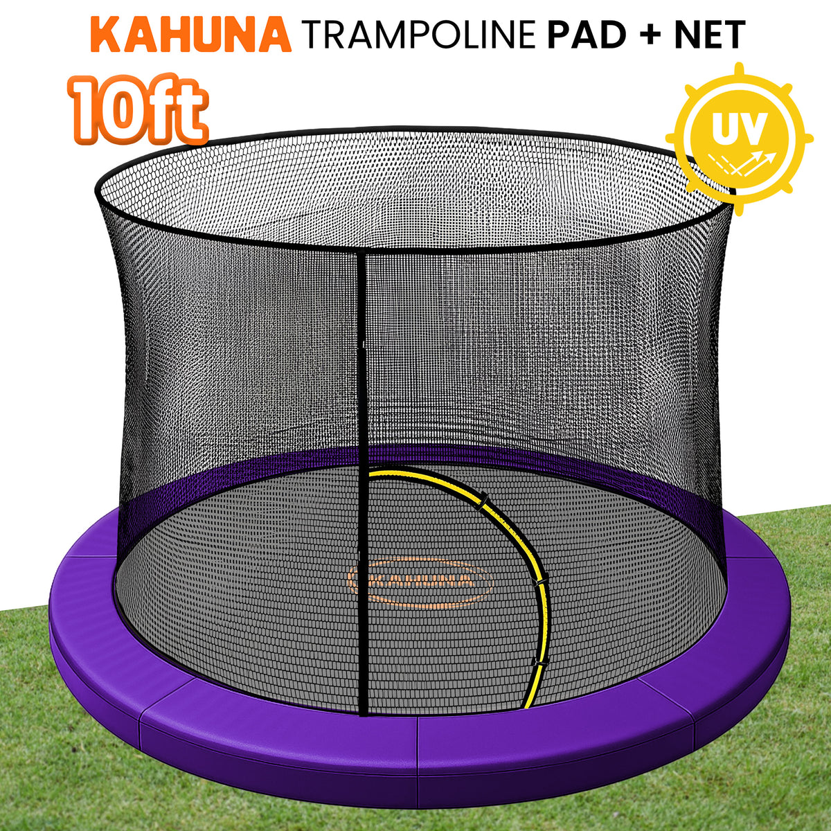 Kahuna 10ft Trampoline Pad and Net - Purple
