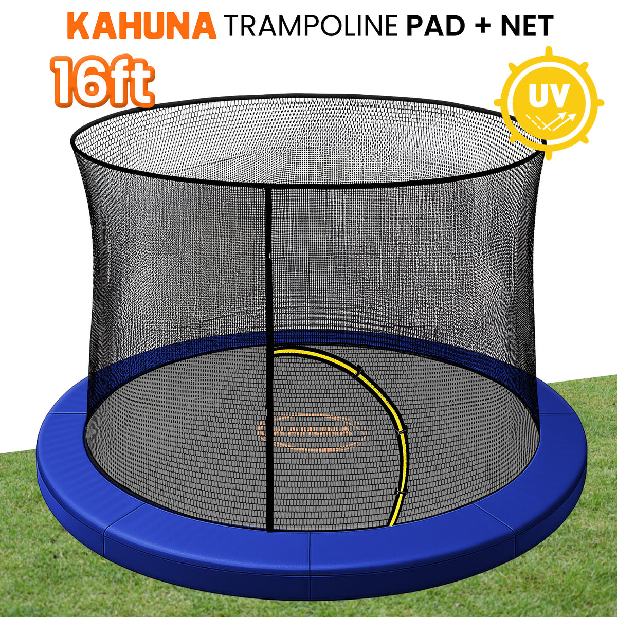 Kahuna 16ft Trampoline Pad and Net - Blue