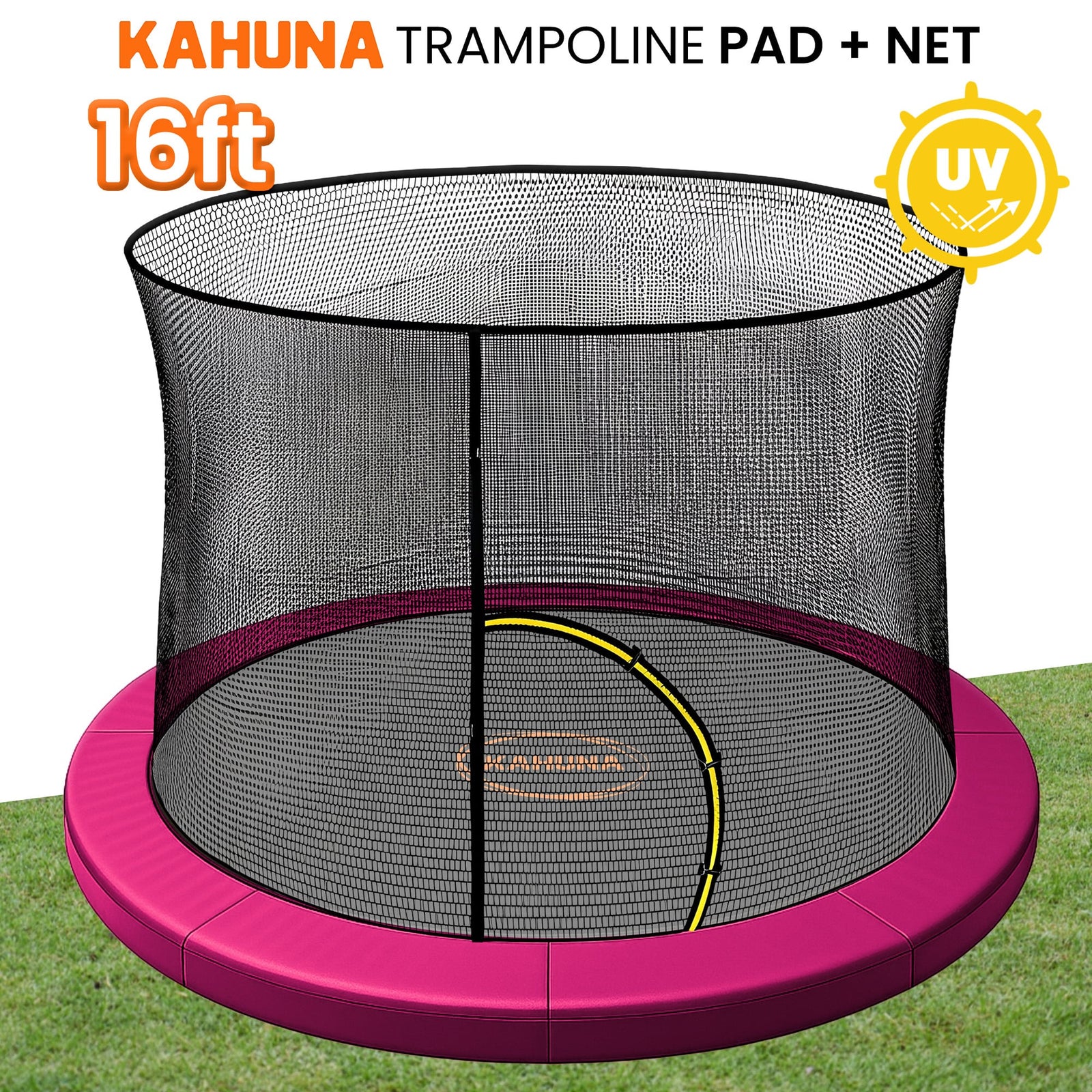 Kahuna 16ft Trampoline Pad and Net - Pink