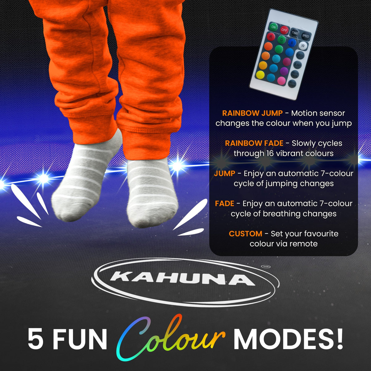 Kahuna LED Kit Suits 12ft Trampolines Multi-Colour Smart Motion Sensor Lighting with 16 colours