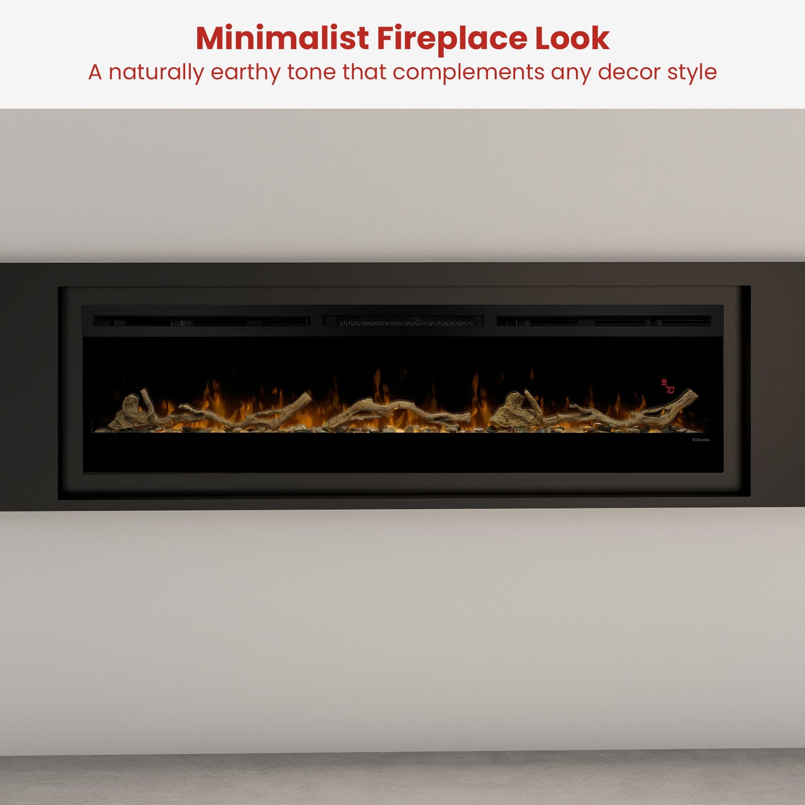 Dimplex 74-inch Linear Fireplace Driftwood and River Rock Accessory Package