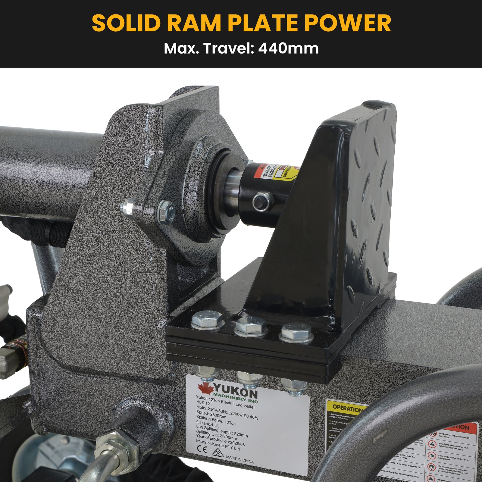 Yukon 12 Tonne Electric Hydraulic Log Splitter Heavy-Duty Firewood Splitter