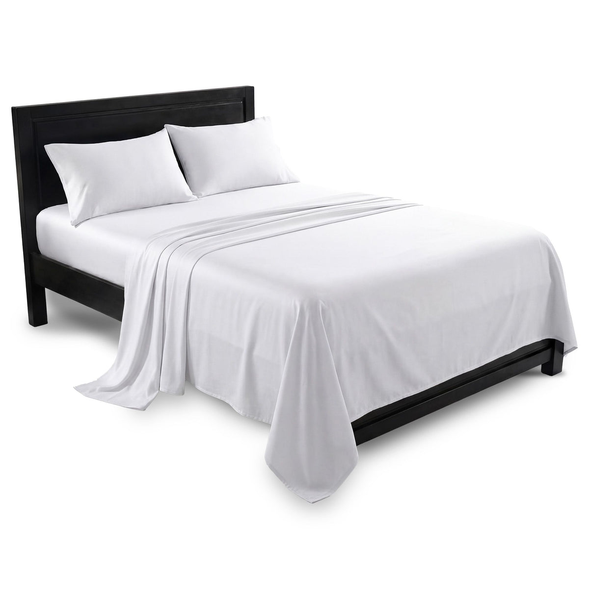 Laura Hill 750 Thread Count Pure Cotton Queen Bed Sheet Set 4 Piece Gift Pack - White