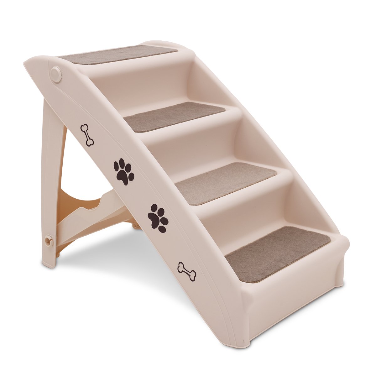 Furtastic Foldable Pet Stairs In White - 50cm Dog Ladder Cat Ramp