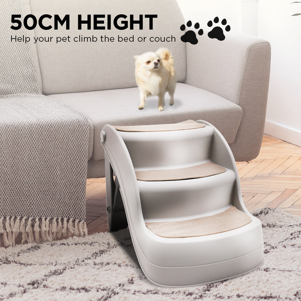 Furtastic Foldable Pet Stairs In Grey - 38cm Dog Ladder Cat Ramp