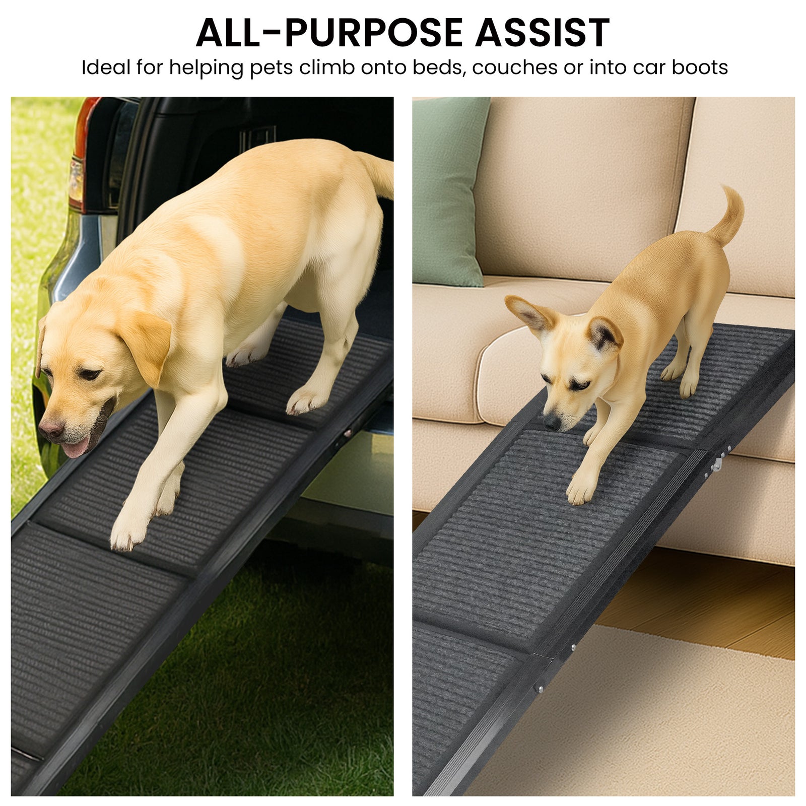 Furtastic Dog Ramp For Cars Pet Ramp For Puppy Medium Dogs Old Dogs & Cats Non-slip Felt Surface Aluminium Frame Folding Portable Safety Pet Stairs