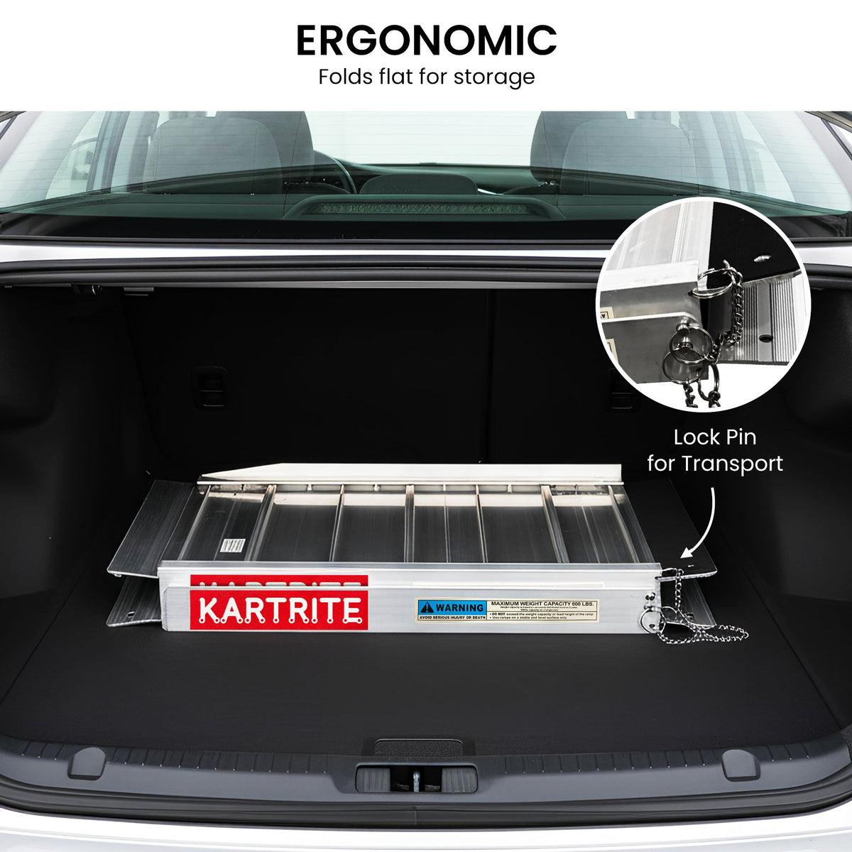 Kartrite Aluminium Wheelchair Ramp 2FT Mobility Ramp with High Grip Surface Safety Side Rails Locking Pin & Carry Handle