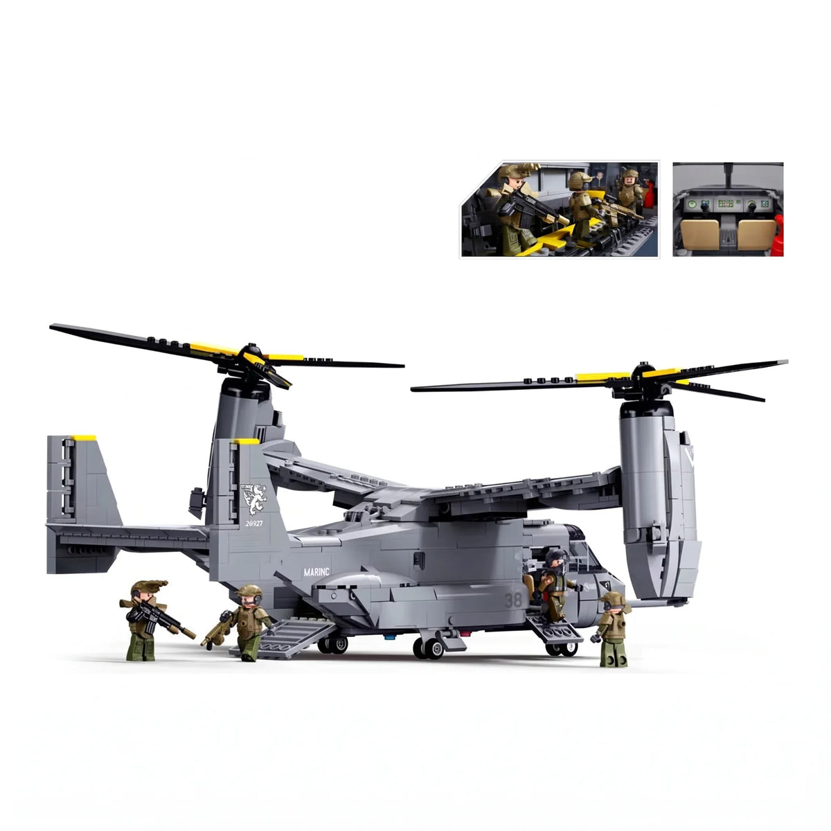 Sluban B1537 Model Kit 1:44 MV-22 Osprey Tiltrotor Helicopter Plane Military Air Force Building Blocks DIY Set Toy