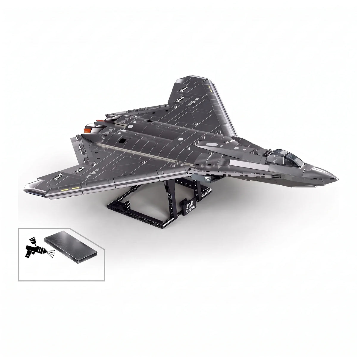 Sluban B1587 Model Kit 1:44 J50 Stealth Fighter Jet Plane - Military Air Force Building Blocks DIY Set Toy