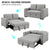 Sarantino Hoffman Linen Sofa Bed Chair With Cushions &cup Holders Light Grey