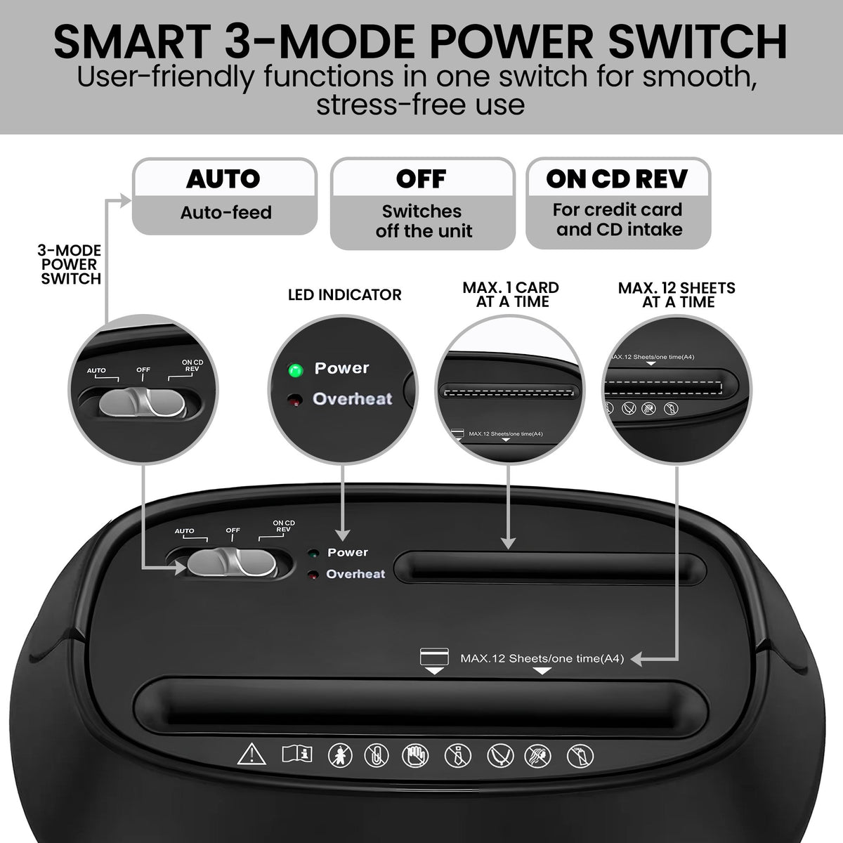 Centurion 25L 12-Sheet Paper Shredder Electric Cross-Cut Home & Office Cutter