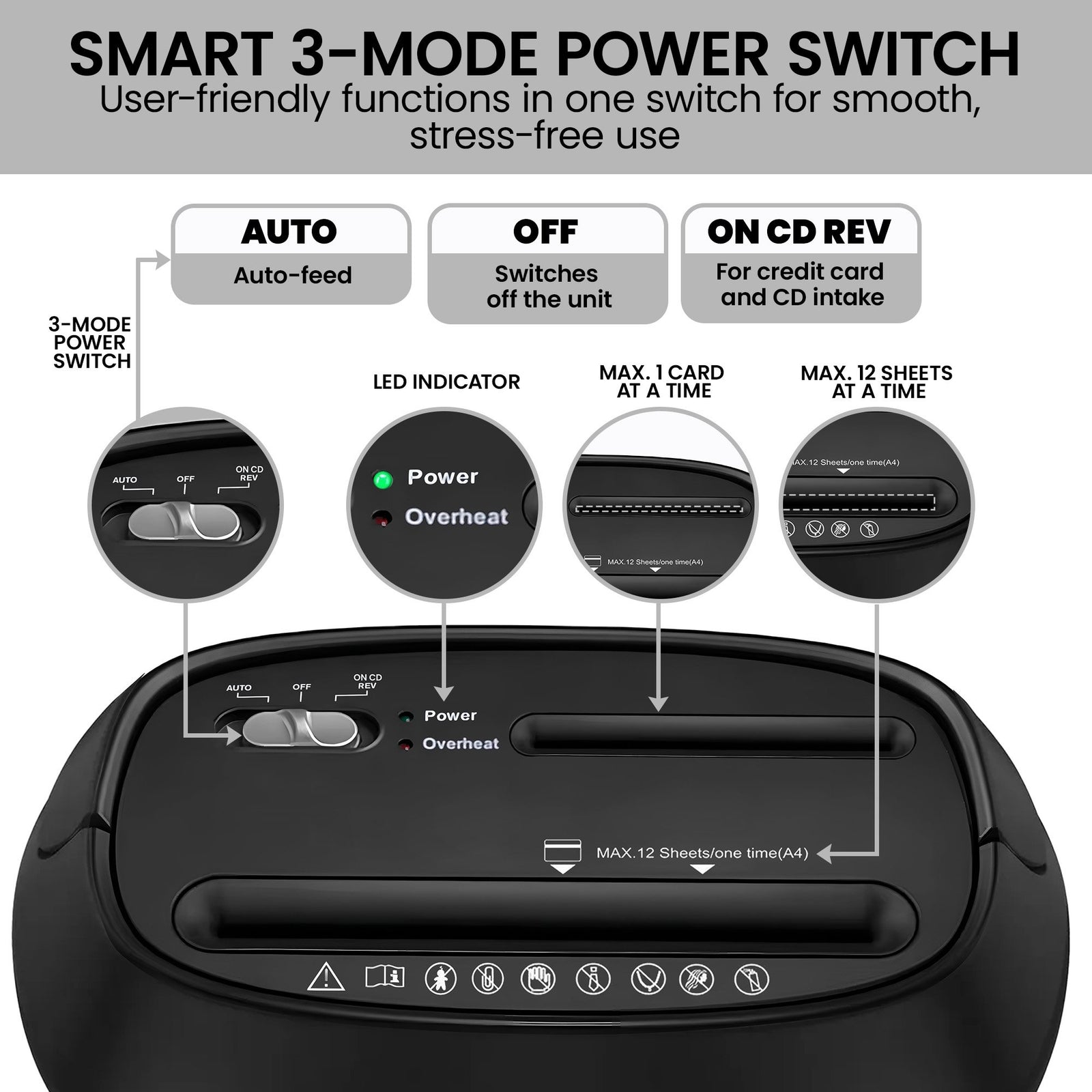 Centurion 25L 12-Sheet Paper Shredder Electric Cross-Cut Home & Office Cutter