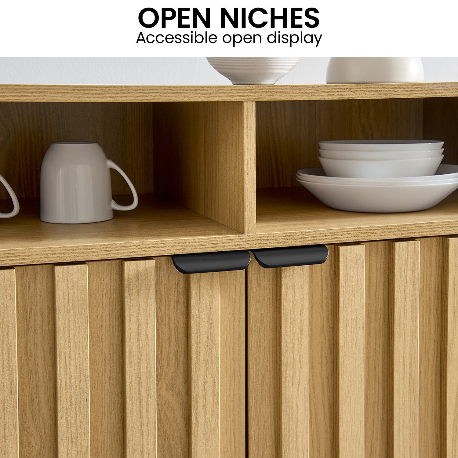 Sarantino Eleni 2-Door Sideboard Buffet Hallway Cabinet Storage Console Cupboard in Natural