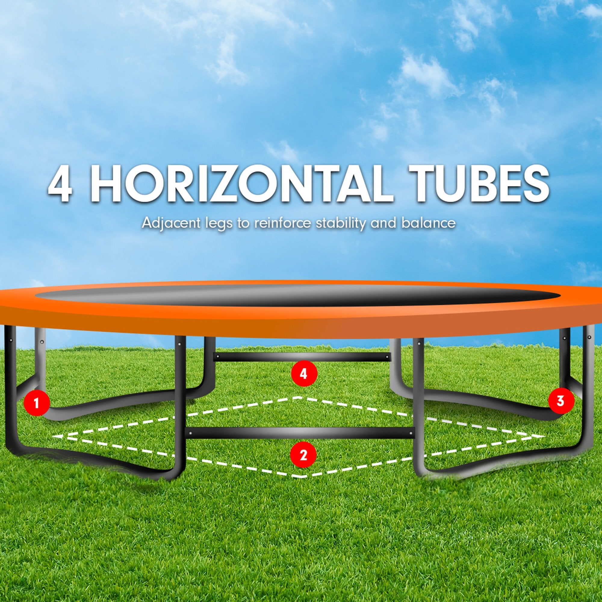 Kahuna 6 ft x 9 ft Rectangular Outdoor Trampoline - Orange