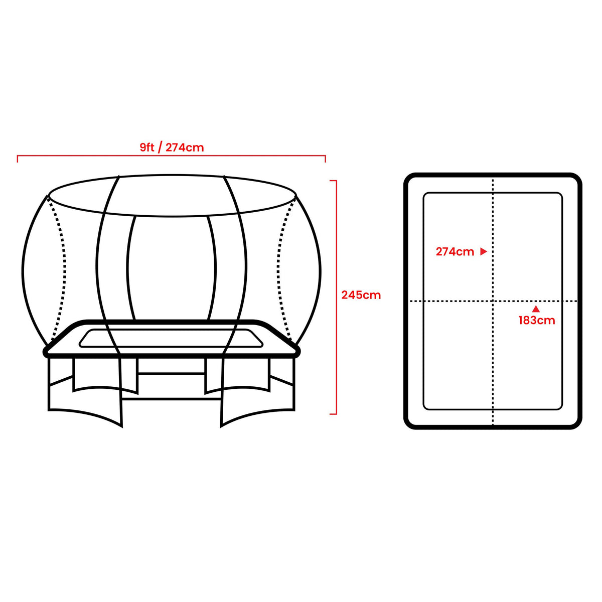 Kahuna 6 Ft X 9 Ft Rectangular Outdoor Trampoline With Basketball Set - Orange