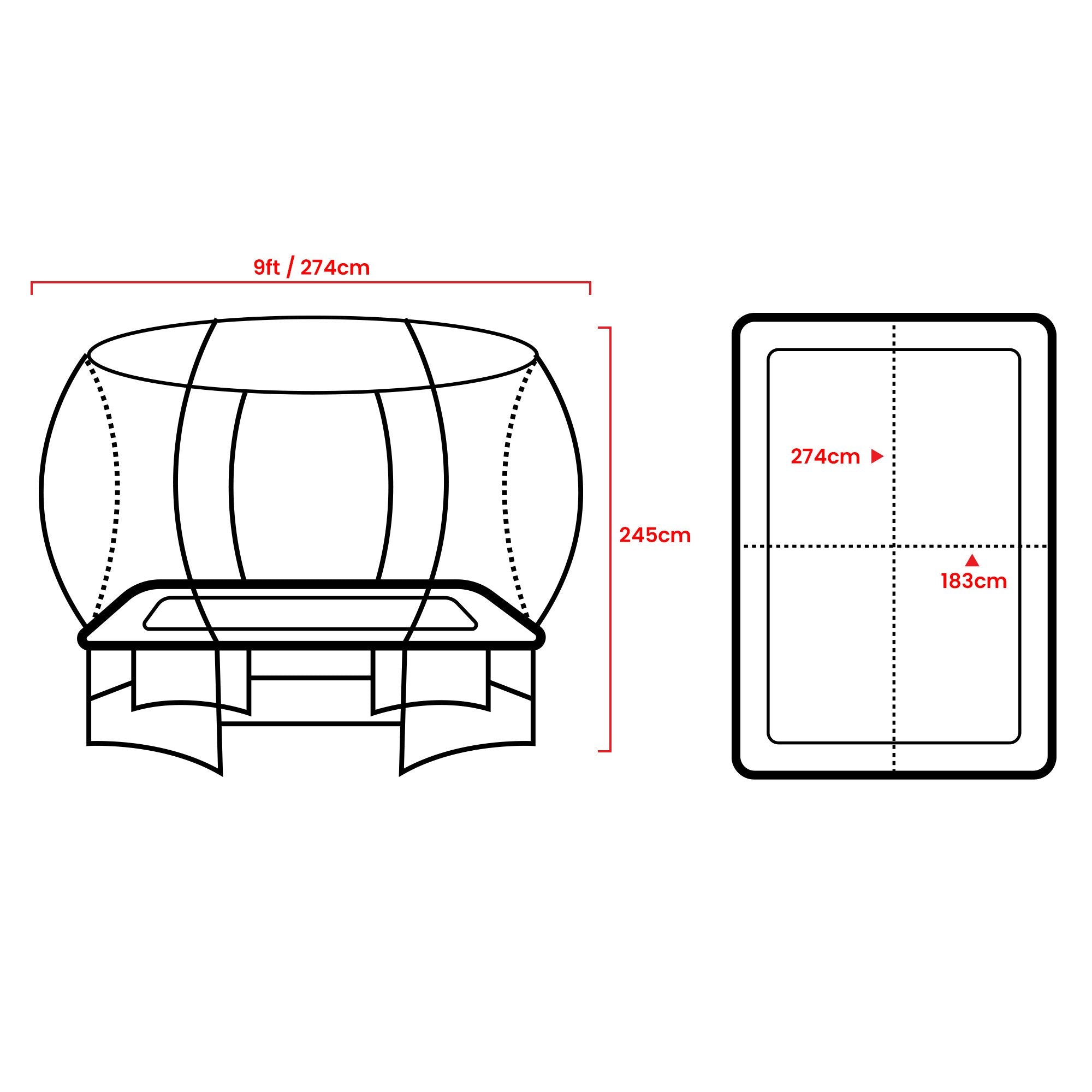 Kahuna 6 Ft X 9 Ft Rectangular Outdoor Trampoline With LED Basketball Set Orange
